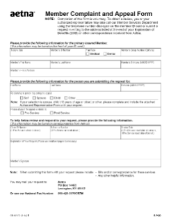 Aetna Appeal Form