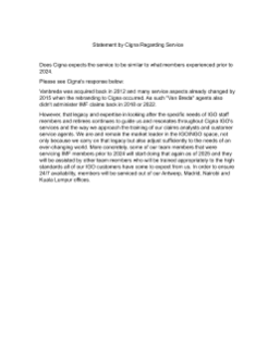 Cigna Statement of Service